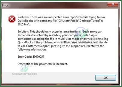 QuickBooks Error 80070057