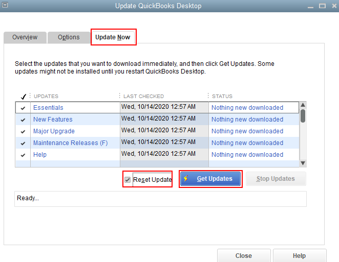 Update Now Option in QuickBooks
