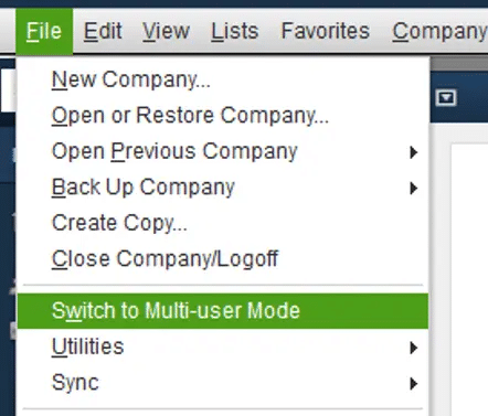 QuickBooks Error -6175, 0 - Quick Fix 2 Switch to multiuser mode