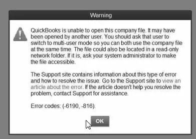 Quickbooks Error -6190, - 816 