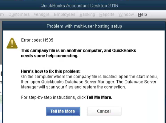 QuickBooks Error H505: Multi-User Mode Server Connection Failure 1 QuickBooks Error H505