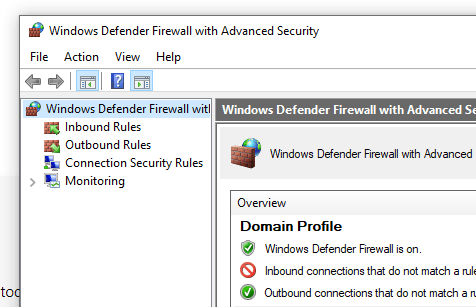  Windows Defender Firewall.