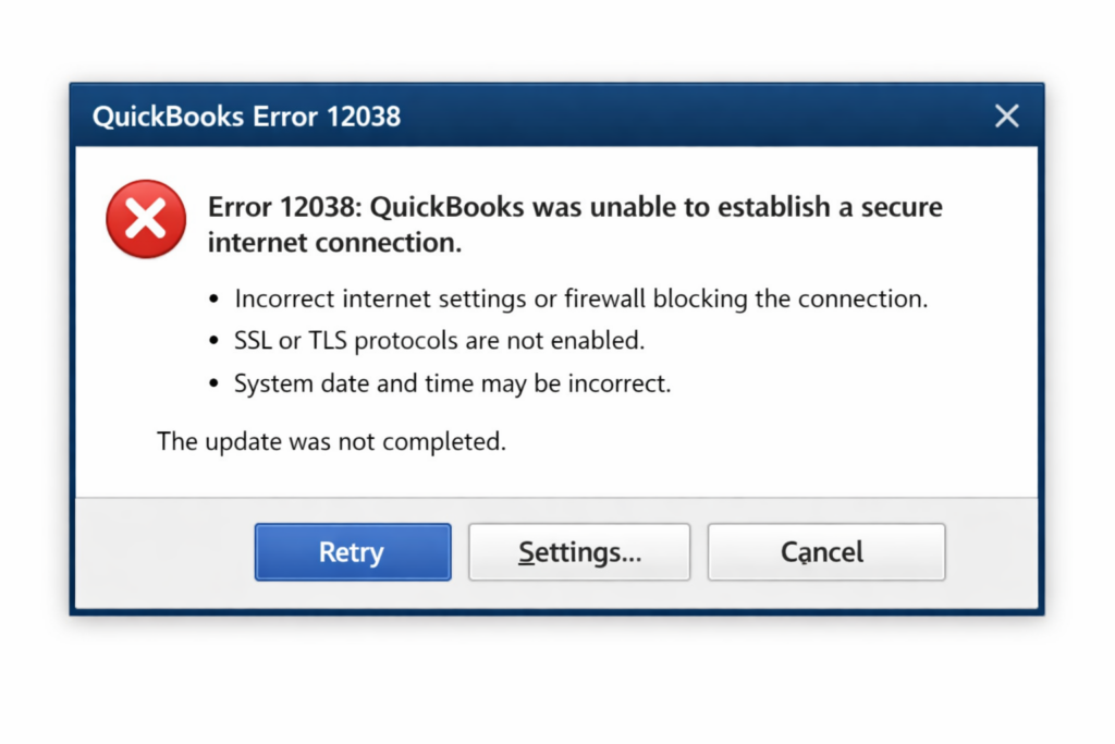 Instant Solution: QuickBooks Error 12038 Update Timeout 1 QuickBooks Error 12038