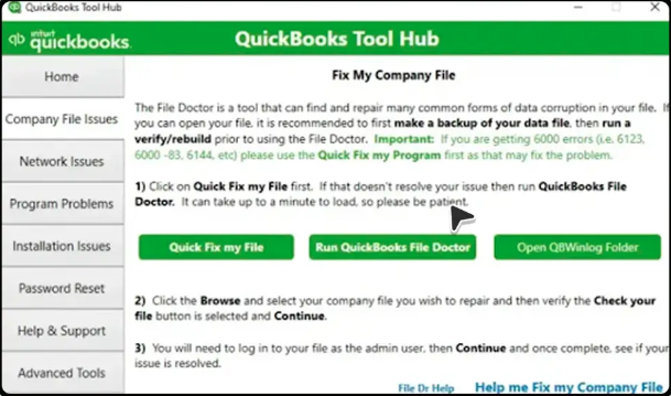 QuickBooks Error -6000 -83 Damaged Company File 4 Quickbook Tool Hub
