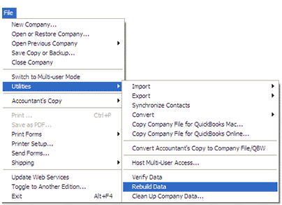 Utilities -> Verify Data 