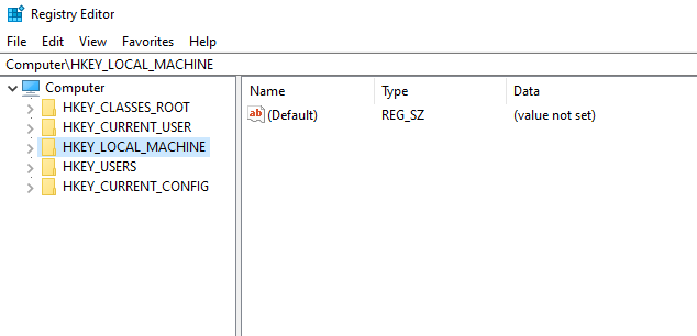 QuickBooks Error 1606: How to Fix "Could Not Access Network Location" 6 Image showing HKEY_LOCAL_MACHINE folder path in registry editor