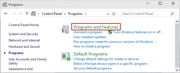 Program and features