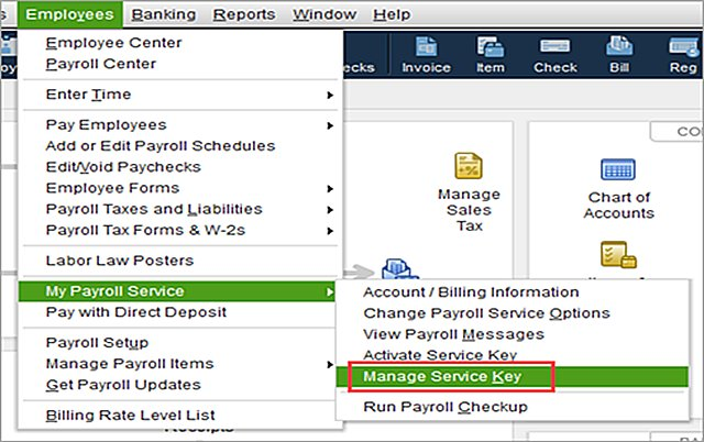 QuickBooks Payroll Error PS036 Subscription Verification 3 Update the Service Key