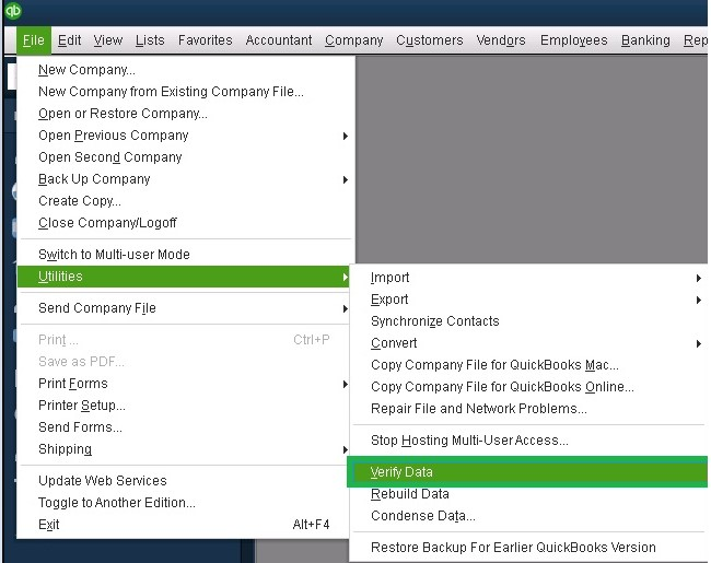 QuickBooks Payroll Error PS077- Solutions You Can Apply in Minutes 4 Verify and Rebuild Company File Data