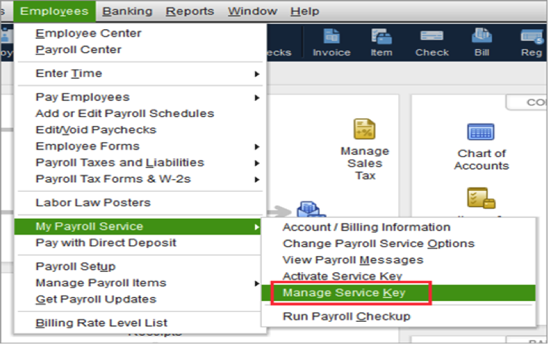 Resolve QuickBooks Error PS038 – Stuck Paychecks and Update Failures 4 Manage Service Key